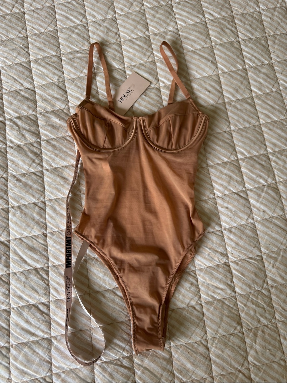 House of CB Tan/Brown Fitted One-Piece Bodysuit